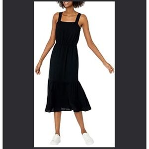 Amazon Essentials‎ Women's Fluid Twill Tiered Midi Summer Dress X-Small Black